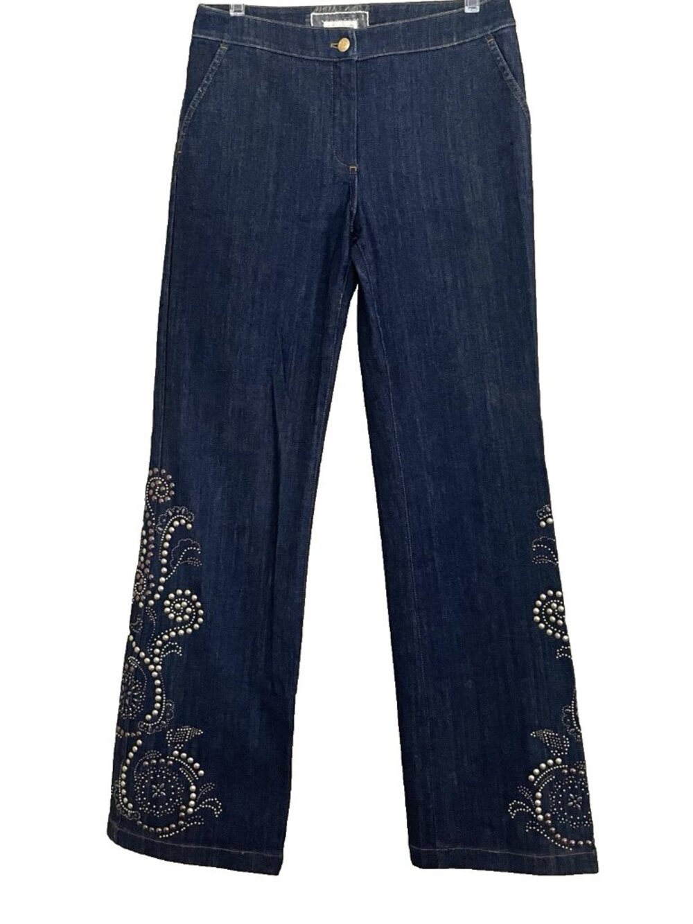 St. John Boot Cut Jeans Women's Size 6 Dark Wash Studded Western Rodeo Festival